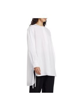 $695 Co White Poplin Tie-Cuff 100% Cotton Tunic Size Small